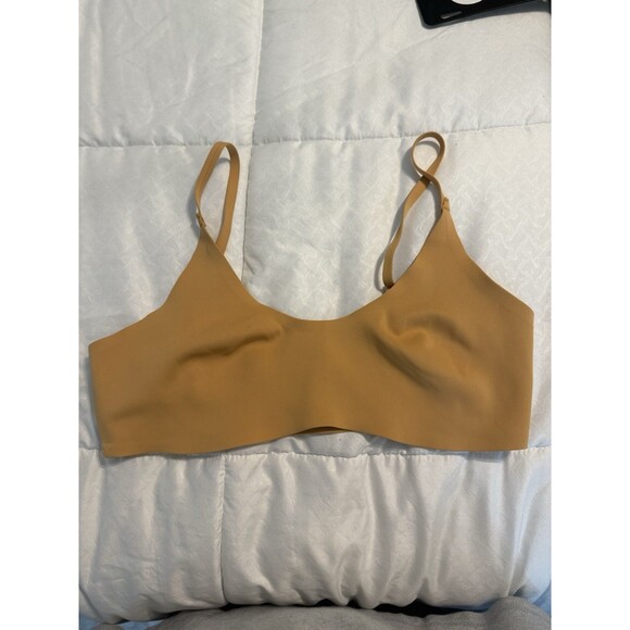 Free People Stella Scuba Bralette Stretch Adjustable Straps Gold Mustard Large - Picture 2 of 4